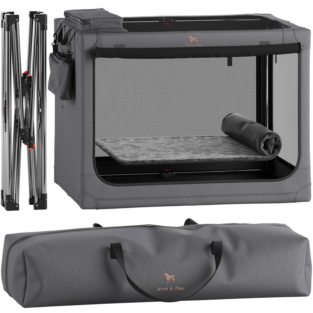 Noah & Paw collapsible crate frame shown for sturdy travel setup.