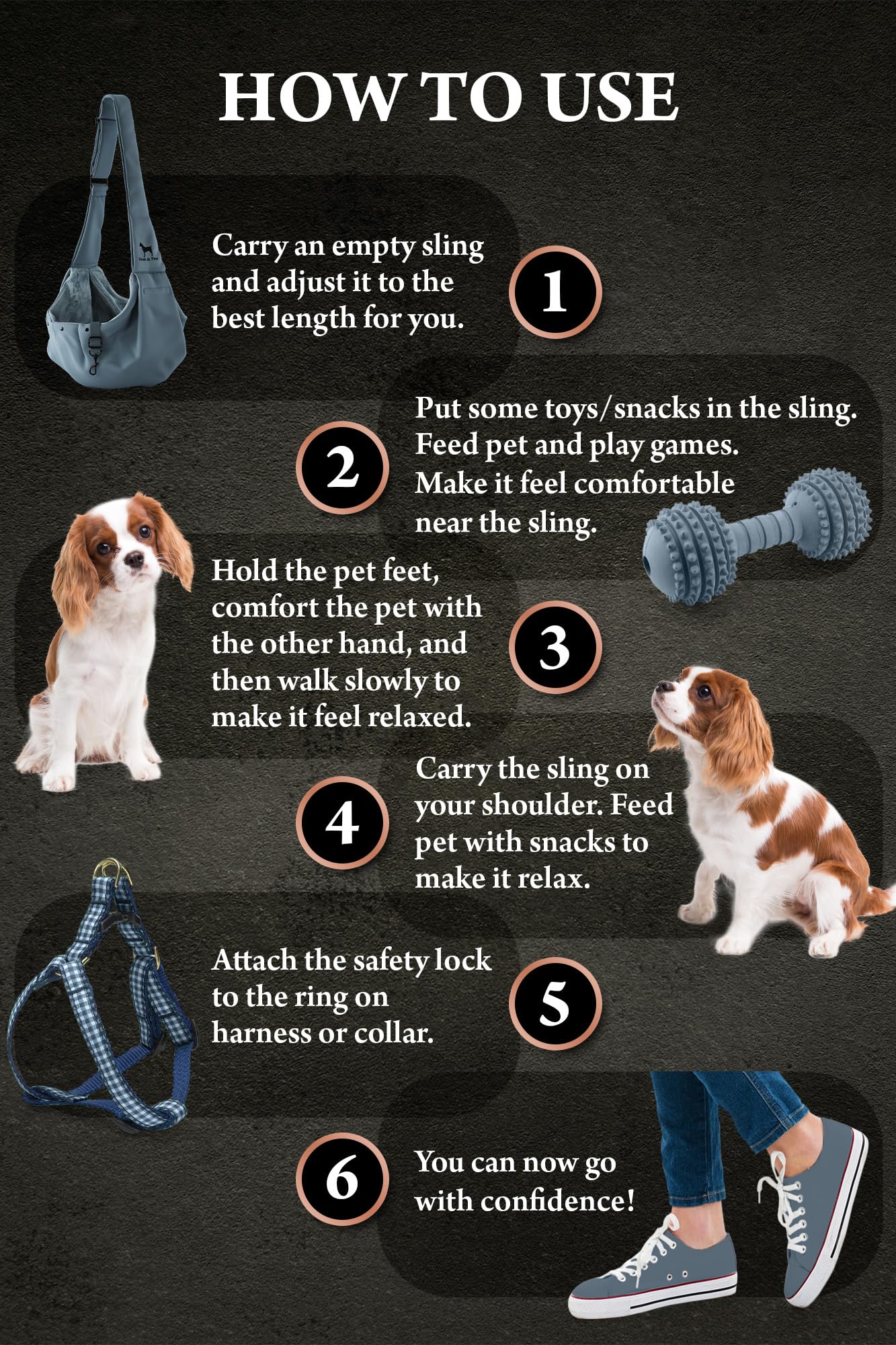 Noah & Paw dog sling carrier magnetic-pocket stores essentials during trips
