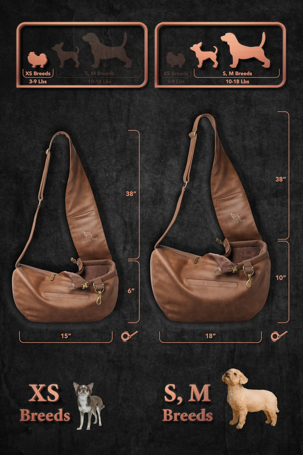 Noah & Paw adjustable shoulder strap enables easy length changes.