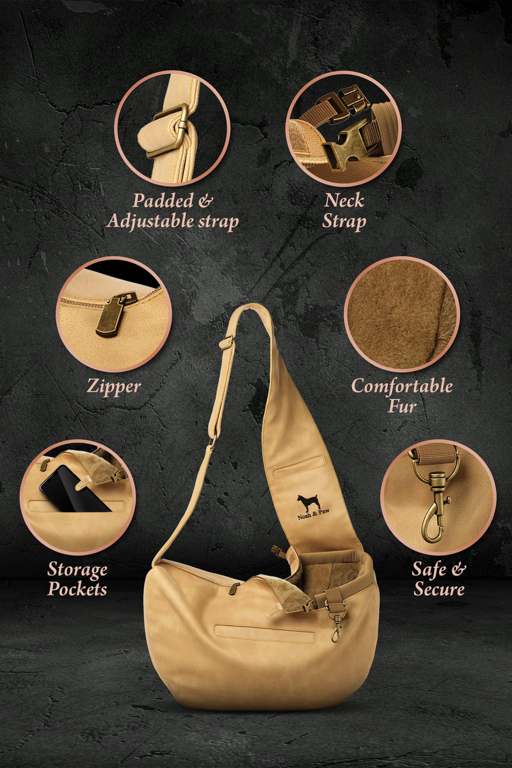 NOAH & PAW inner magnetic pockets hold essentials securely on trips.