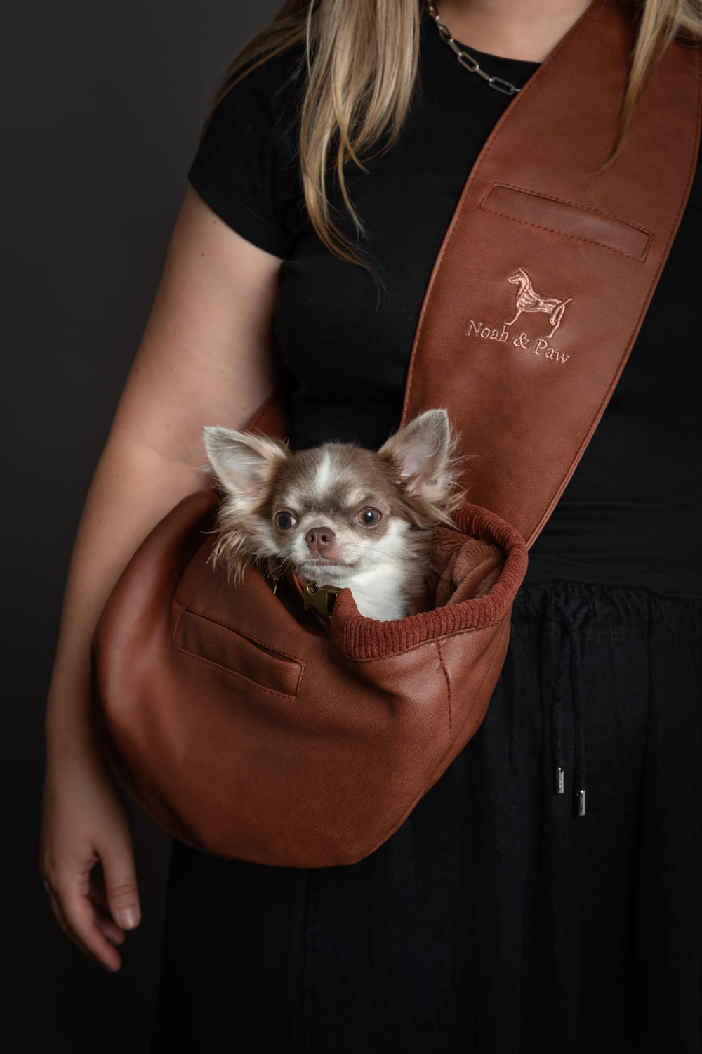Noah & Paw vegan leather lining with fur for a soft, stylish pouch