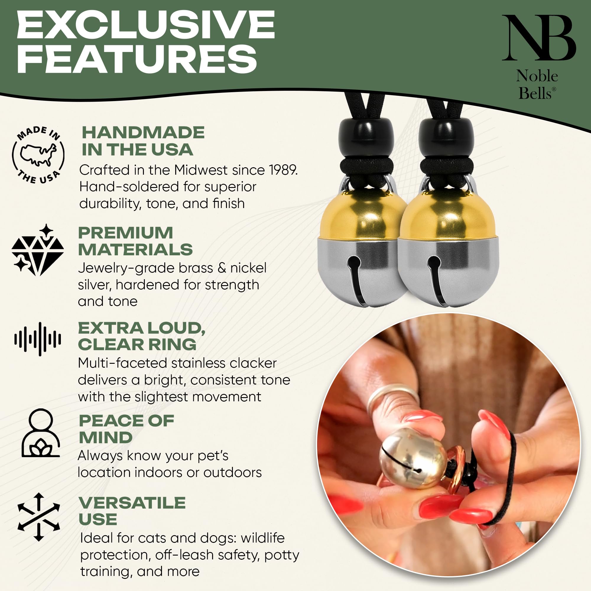 Noble Bells brass and nickel silver finish ensures durable long lasting tone