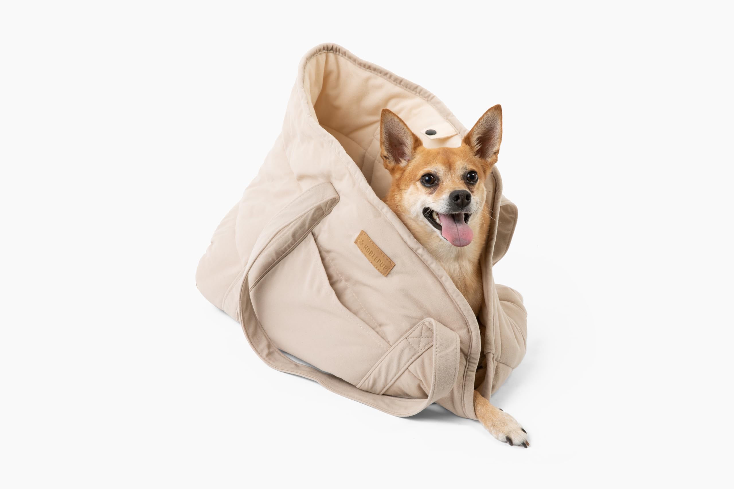 NoblePup removable wooden base provides bottom stability inside the carrier