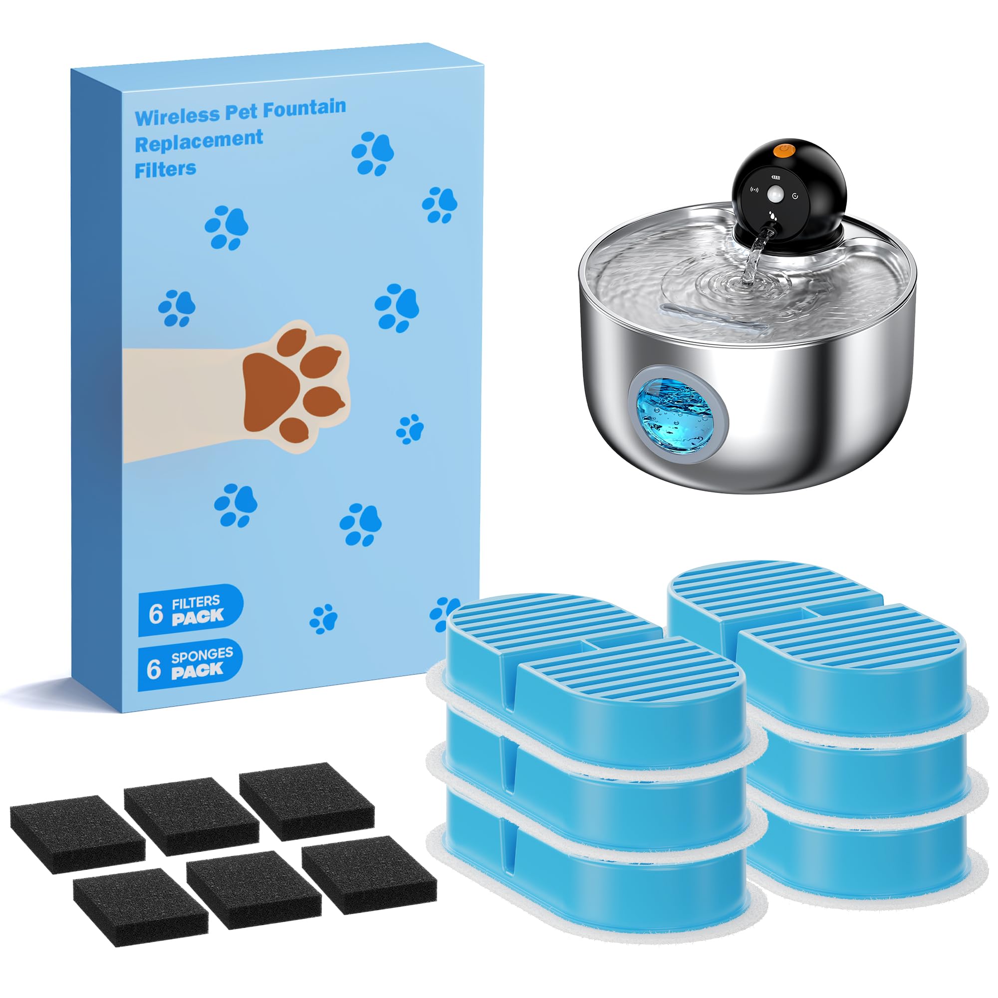NOBXBON cat fountain filter box contents for quick setup and clean water