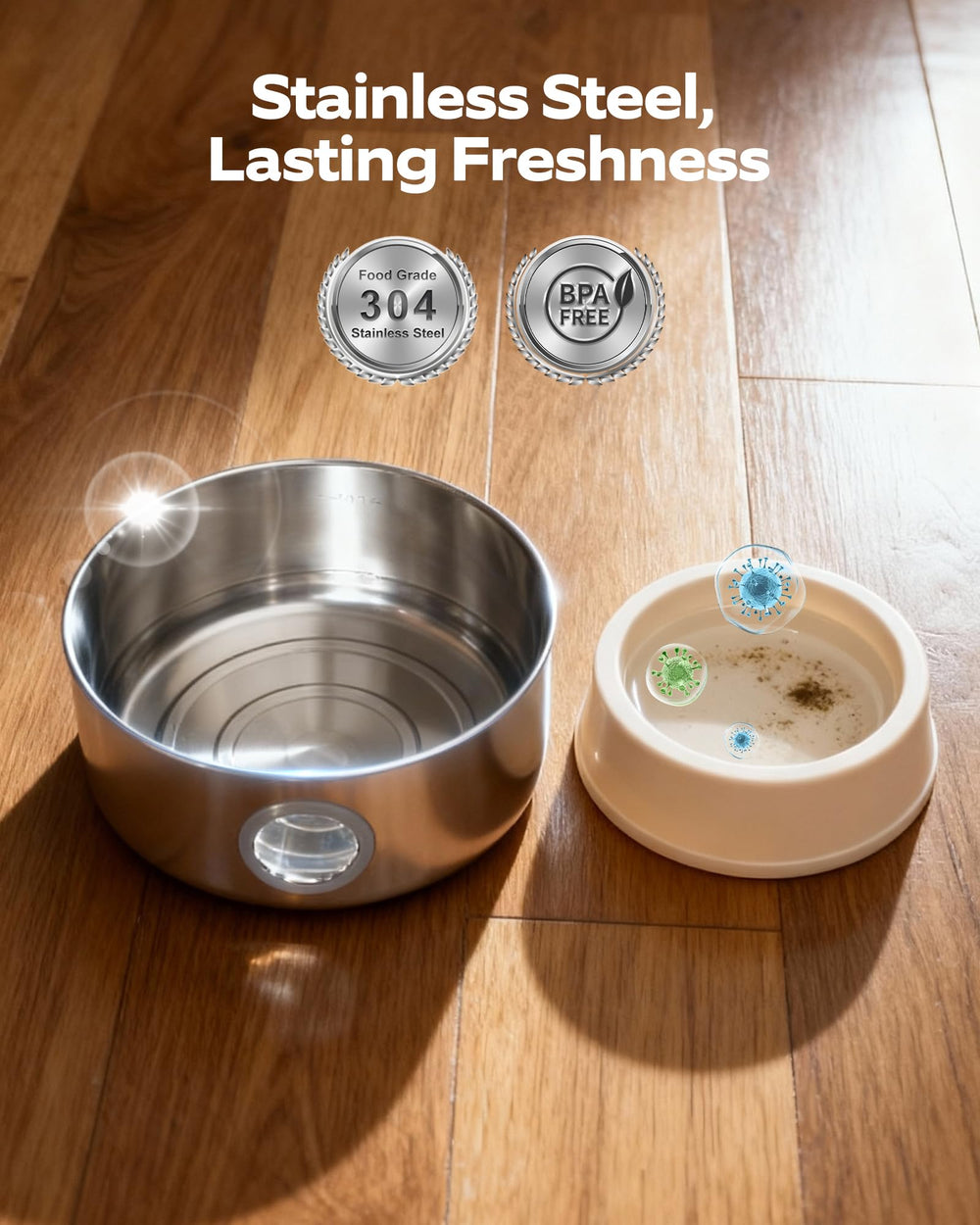 NOBXBON cat fountain battery-operated quiet operation for peaceful home.