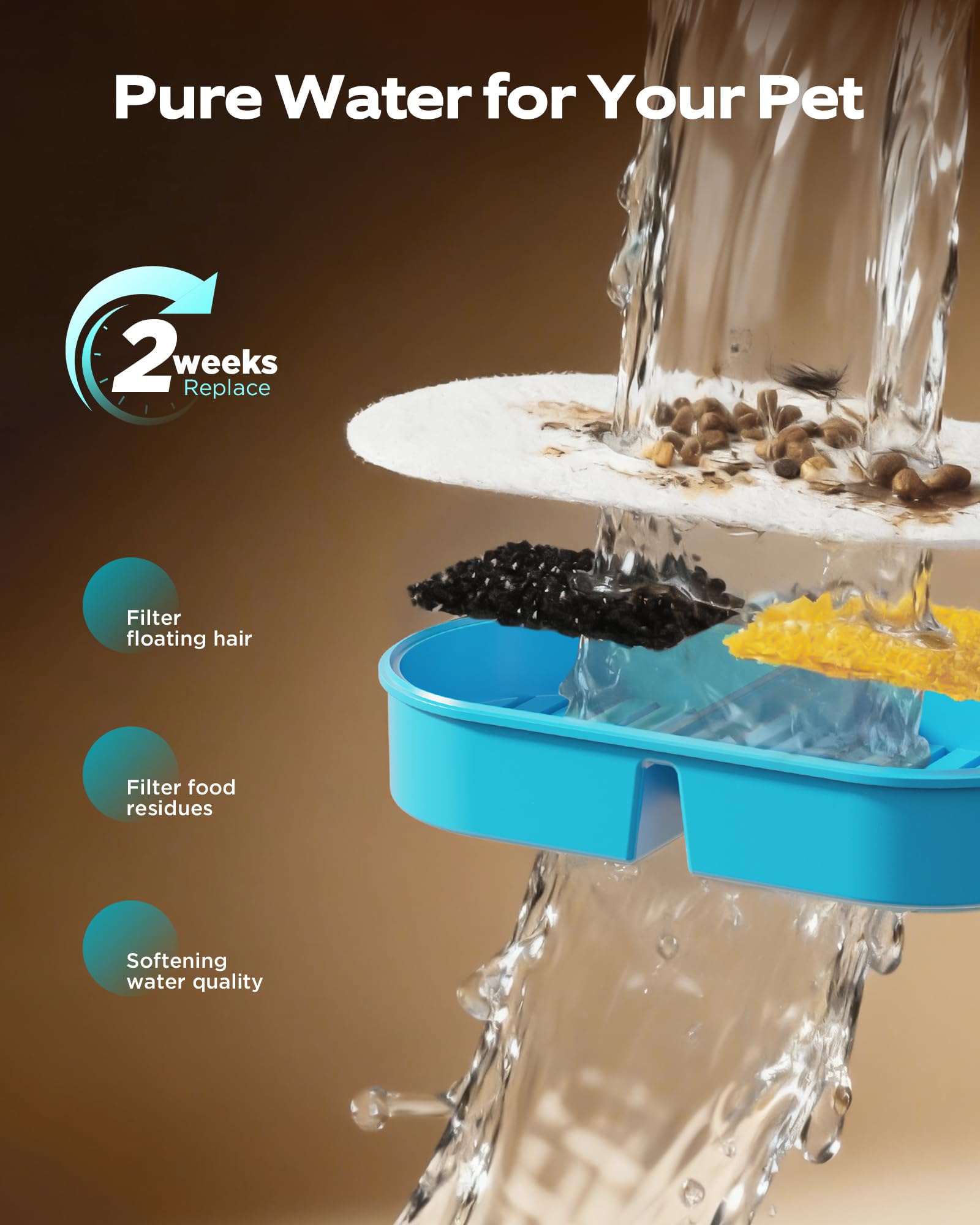 NOBXBON cat fountain battery-operated wireless design reduces cord clutter.