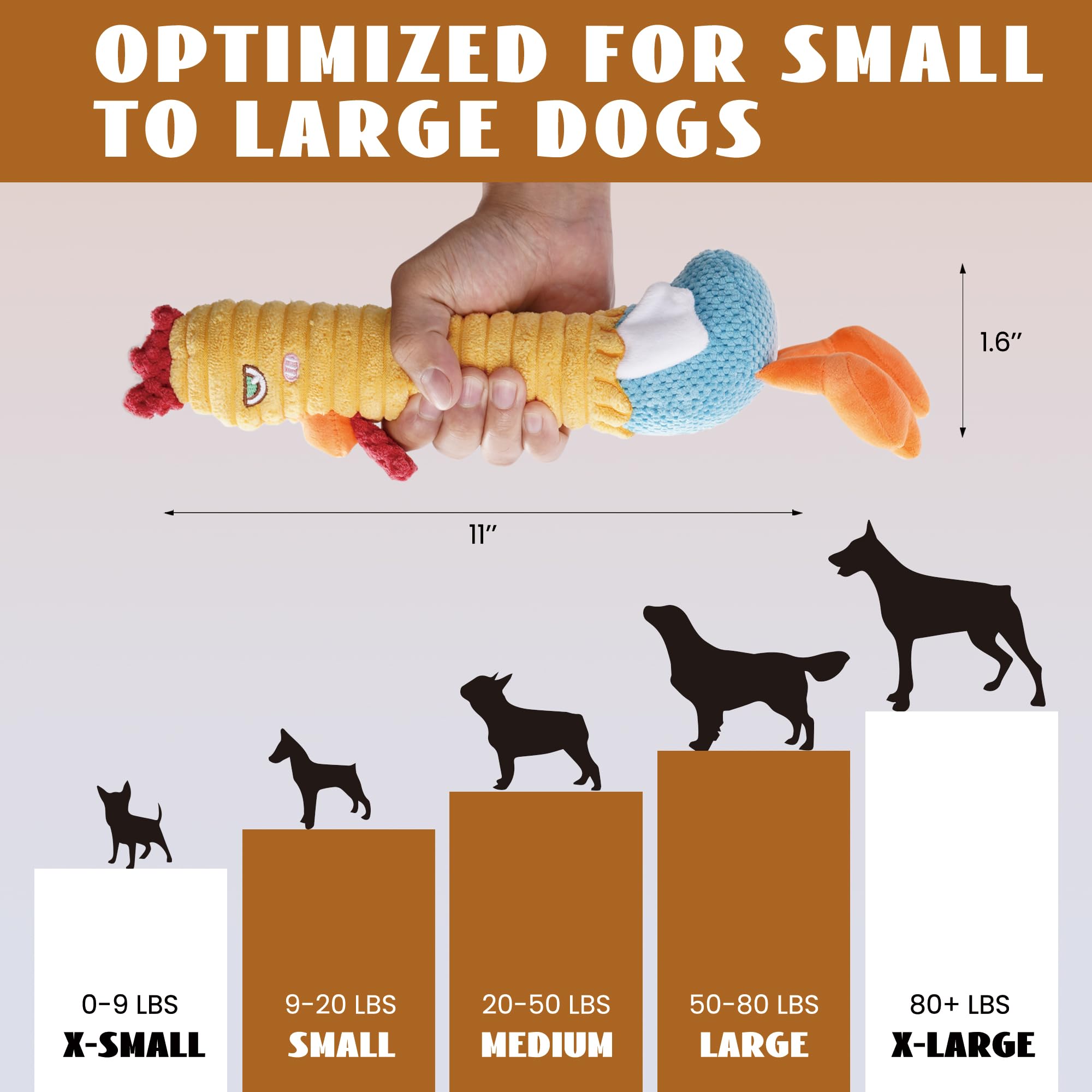 Nocciola 3in1 measures 11 inches for medium to large dogs.