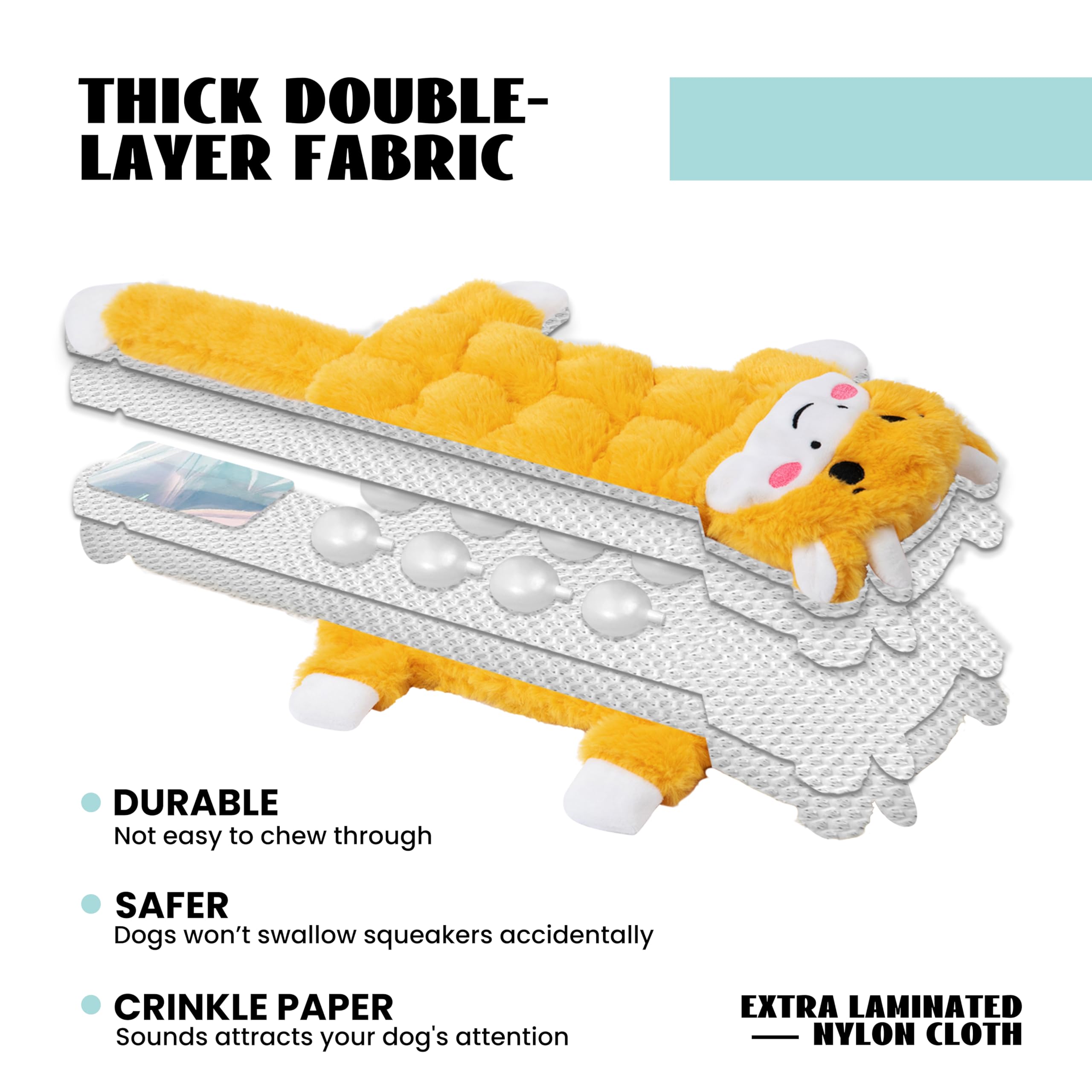 Nocciola durable flannel toy designed for long-lasting play sessions.