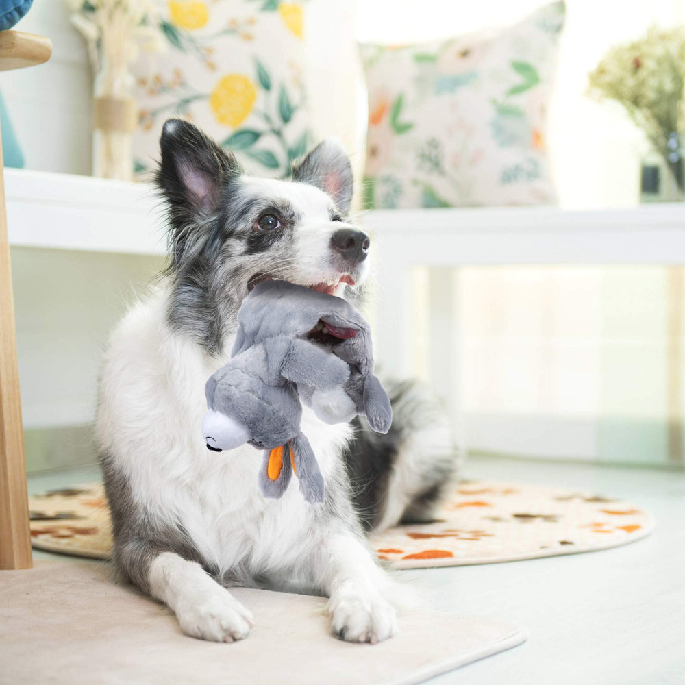 Nocciola Calma the calf squeaky toy encourages gentle cuddling and engagement.