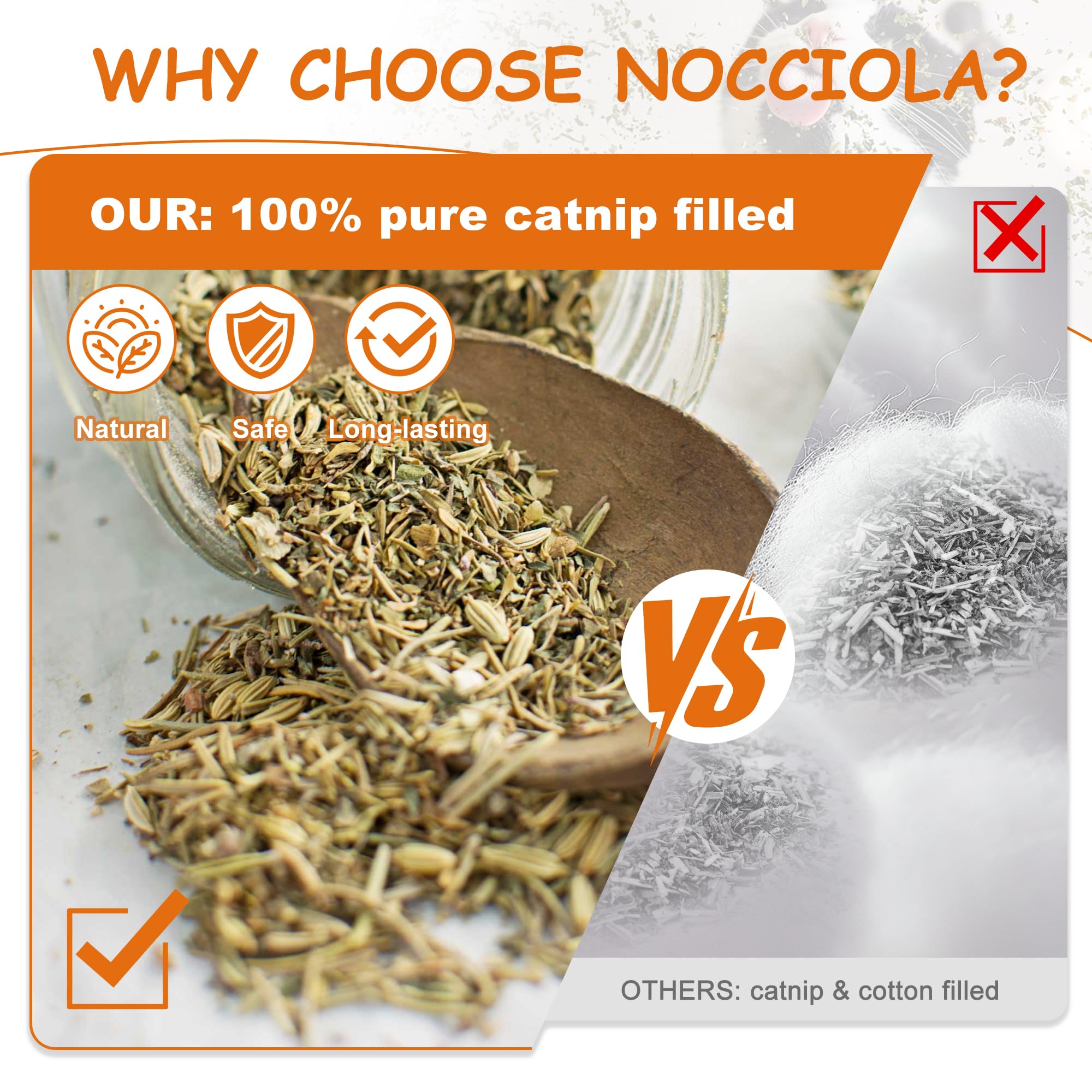 Nocciola catnip toy soft plush for gentle kitten teething