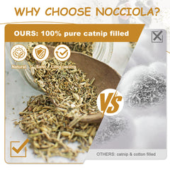 Nocciola soft plush catnip toy close-up highlighting organic catnip