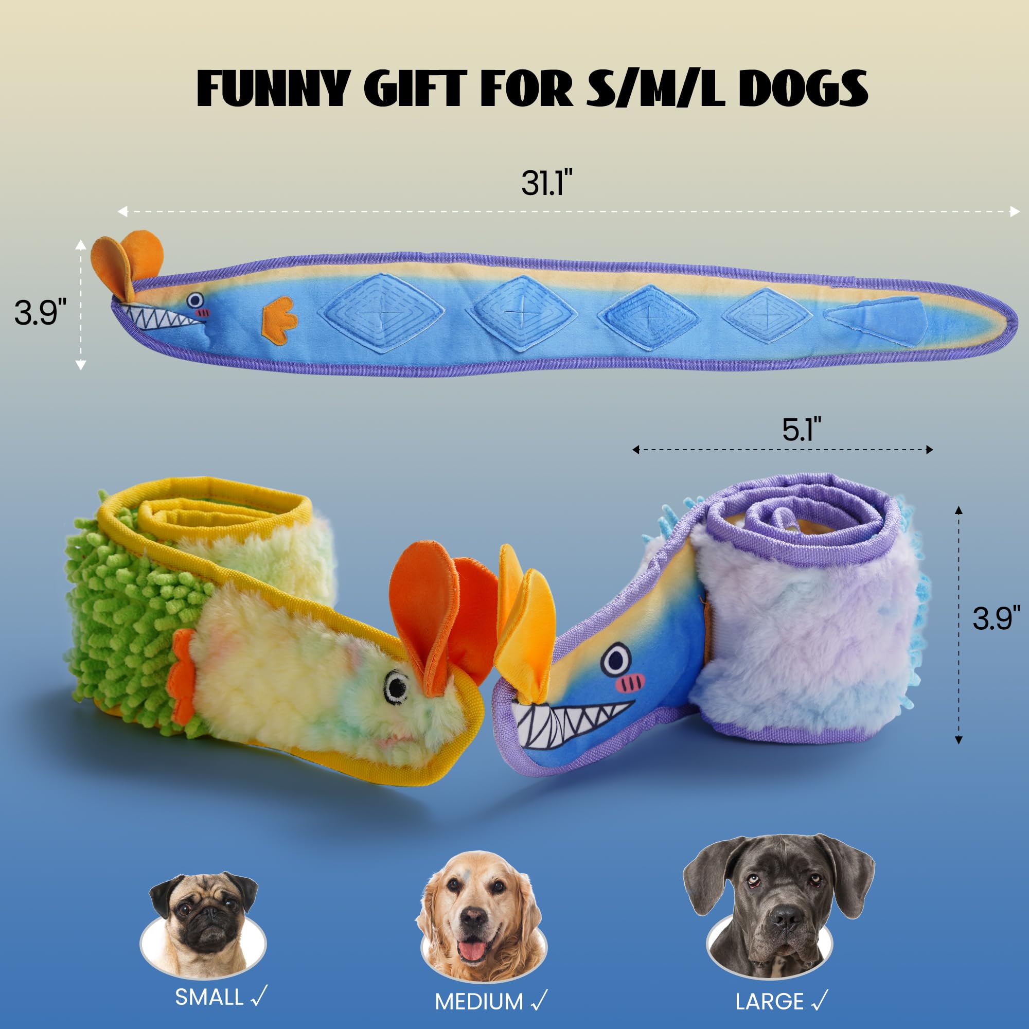 Nocciola EEL crinkle texture dog toy adds sensory feedback during play.