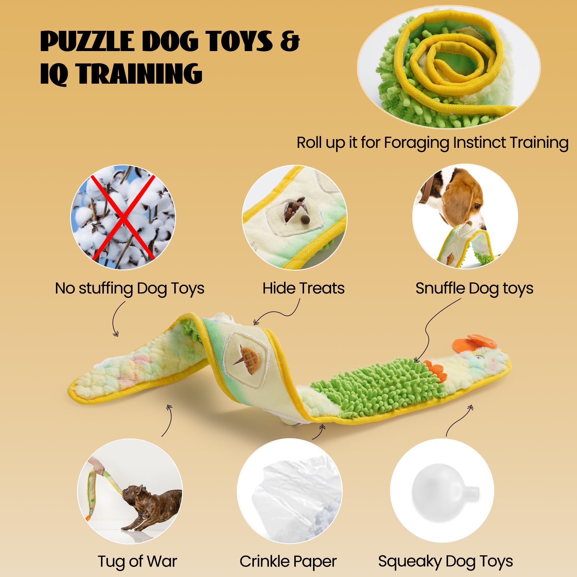 Nocciola EEL no-stuffing dog toy design keeps play tidy and satisfying.