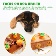 Nocciola farm snuffle mat showing treat hiding for sniffing activity.