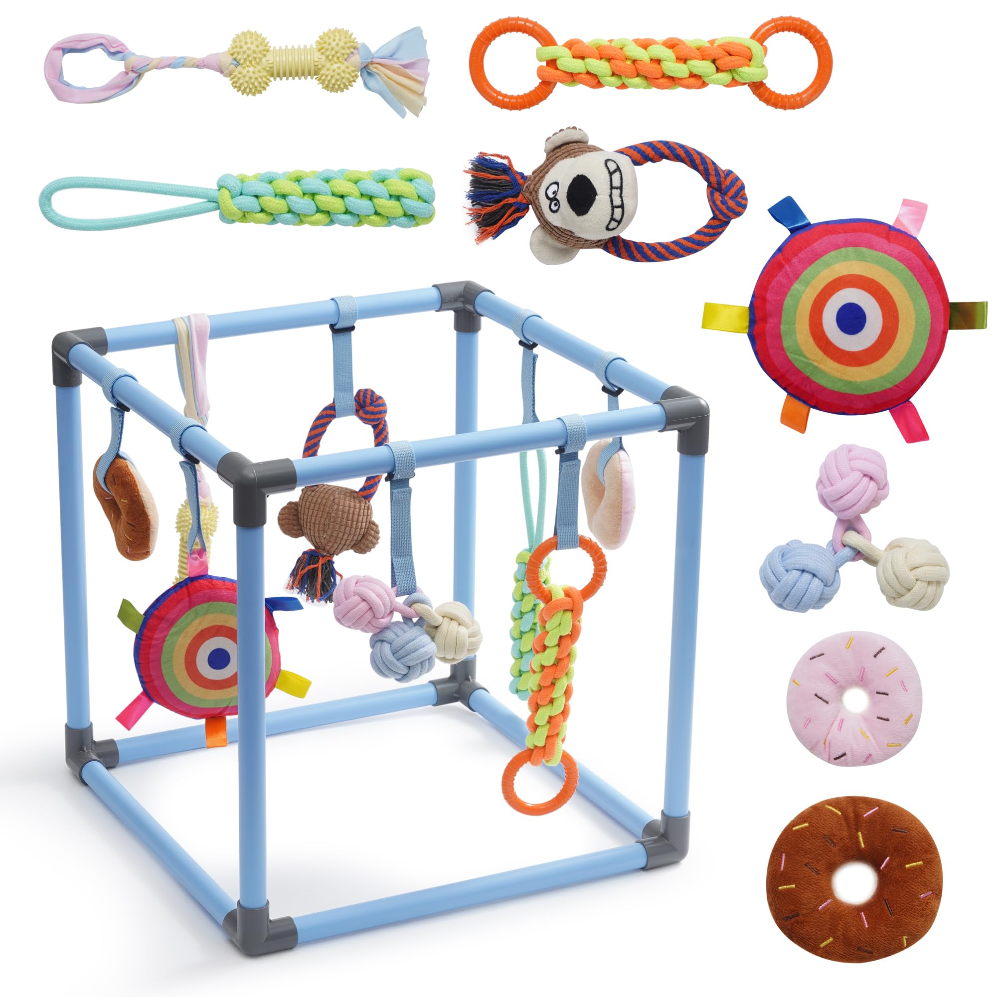 Nocciola Puppy Play Gym frame for indoor safe play and sturdy stability.