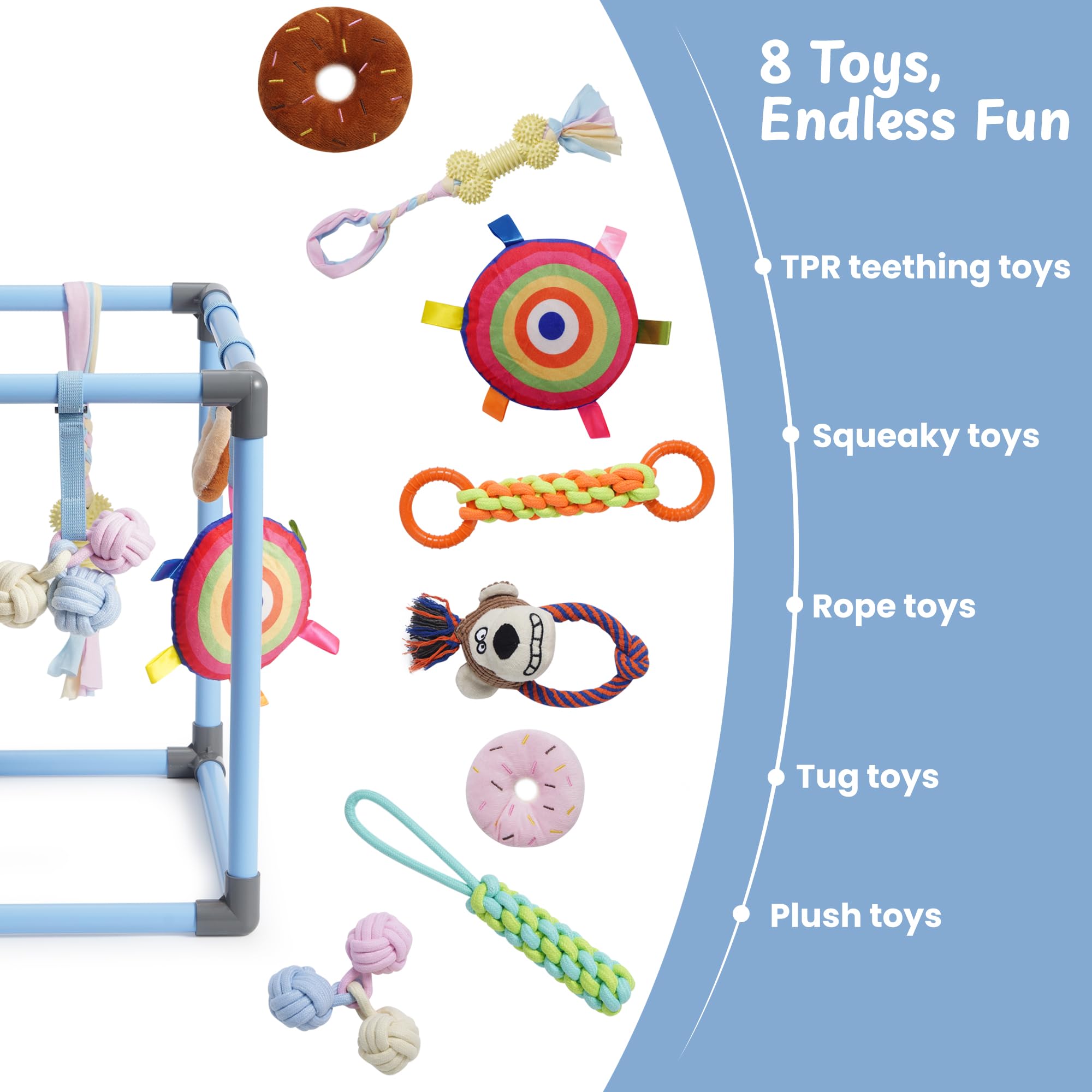 Nocciola Puppy Play Gym non-slip feet keep the setup steady.