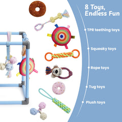 Nocciola Puppy Play Gym non-slip feet keep the setup steady.