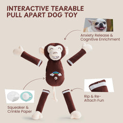 Nocciola reattachable dog toy featuring limbs for durable, reusable fetch and tug sessions.