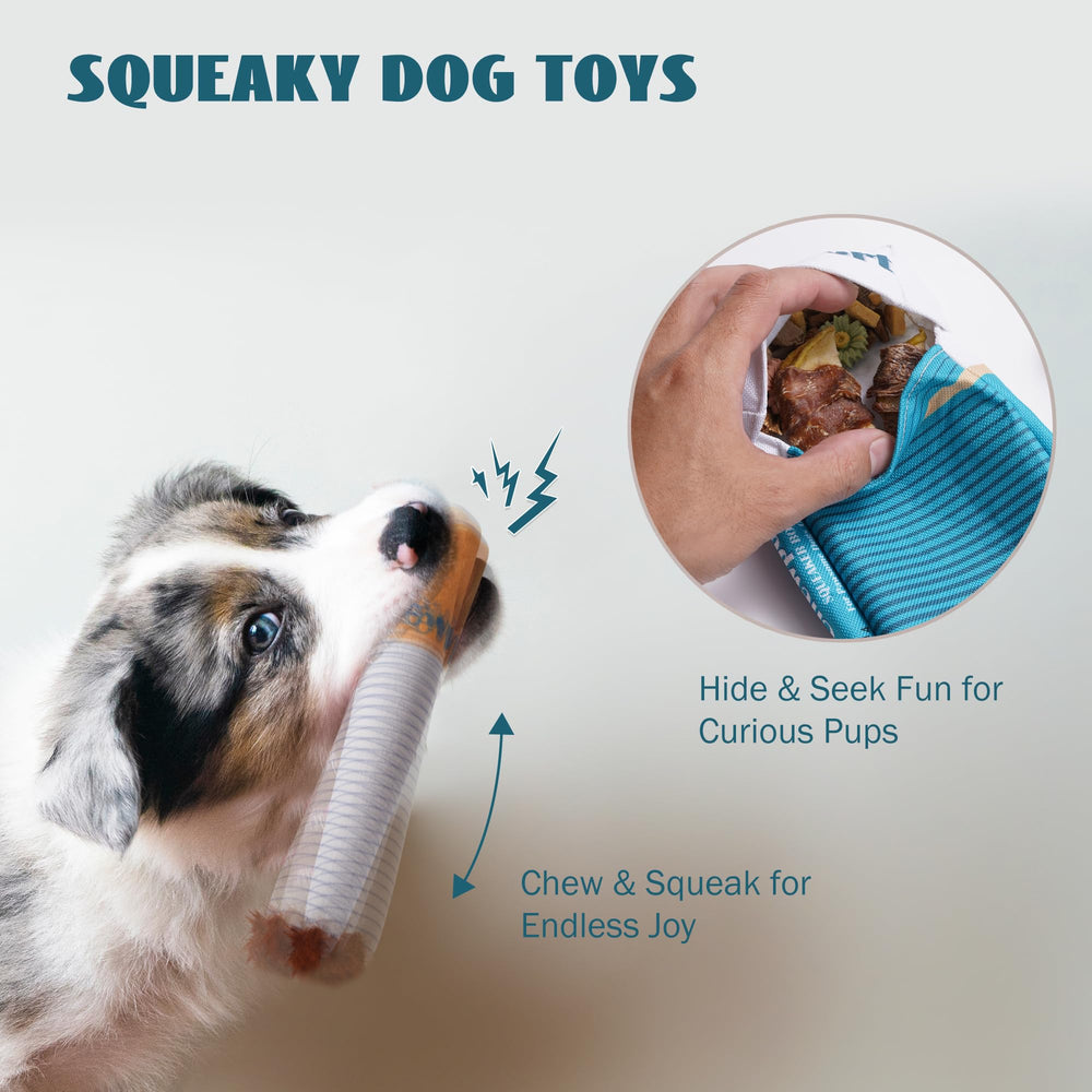 Nocciola soft plush dog toy texture highlighted for gentle play.