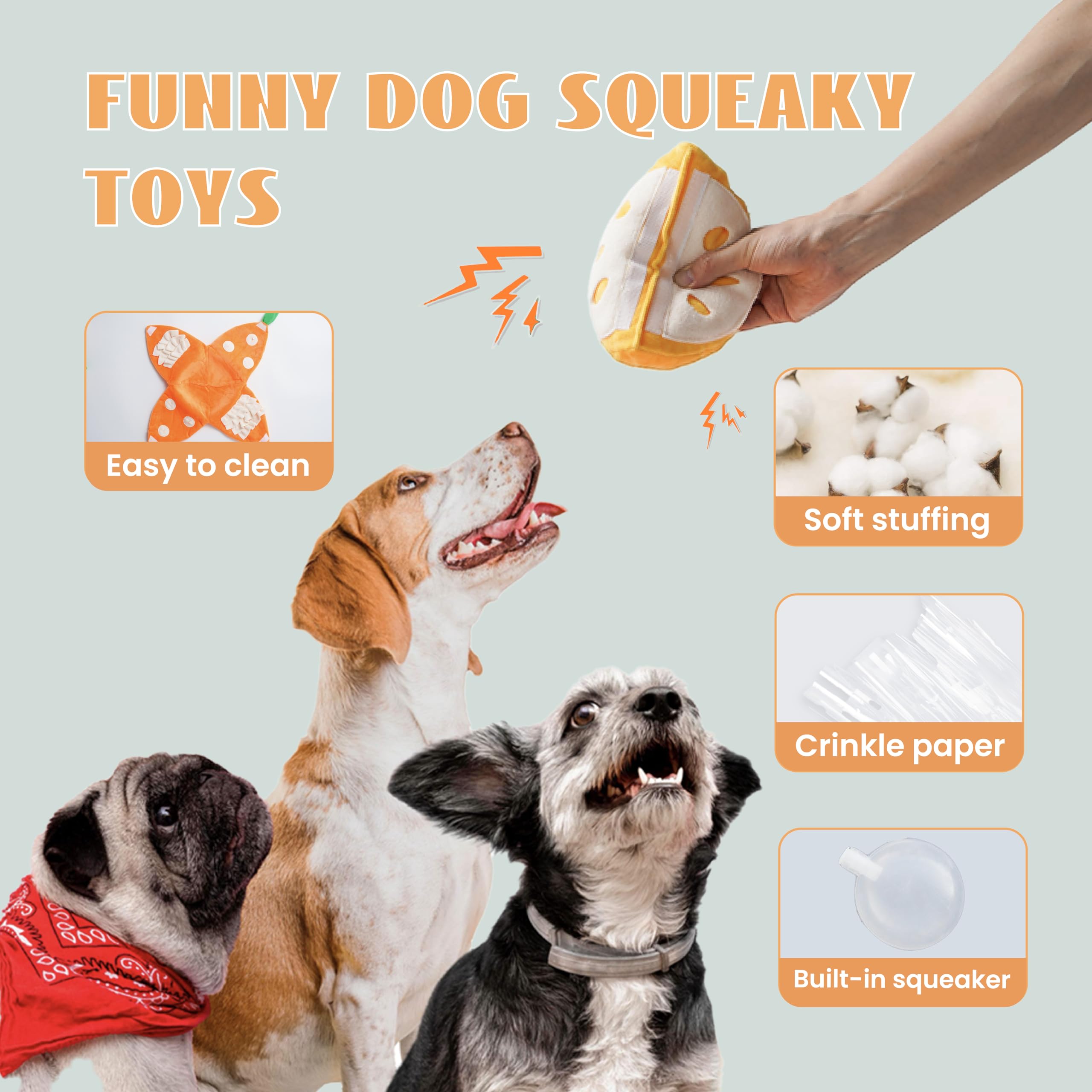 Nocciola squeaky crinkle dog toy delivers engaging sounds during playtime.