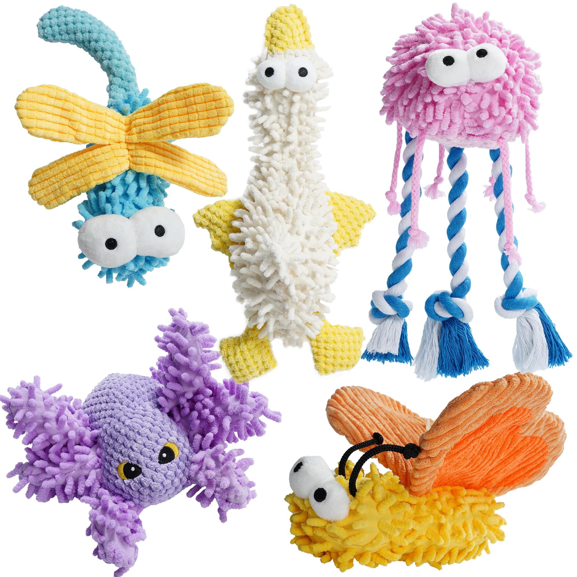 Nocciola squeaky plush dog toy close-up, highlighting soft texture and engaging crinkle sounds.