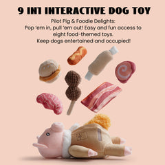 Nocciola stuffed pig toy squeaker close-up captures your dog's attention.