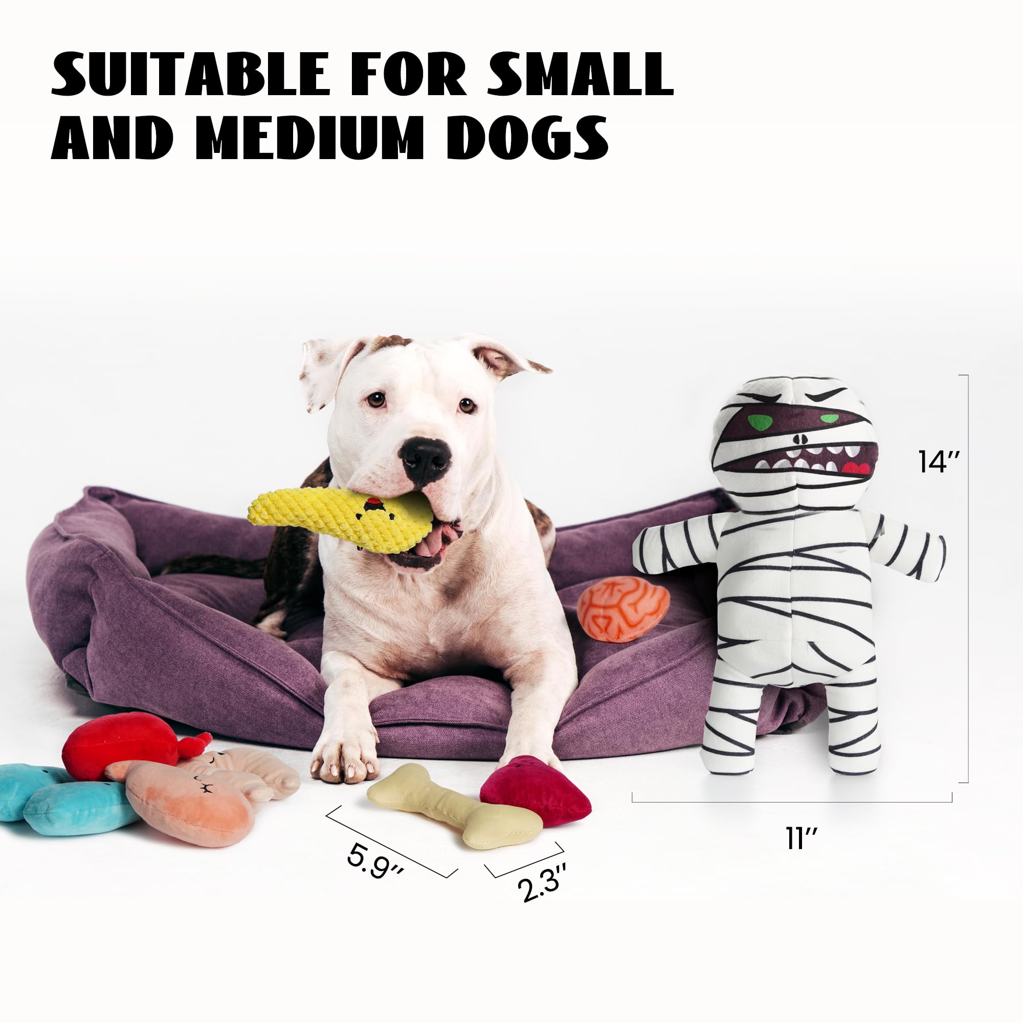 Nocciola Zombie Mummy toy face with cute expressions for friendly bonding moments.