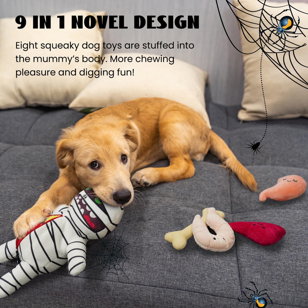 Nocciola Zombie Mummy toy squeakers for long-lasting chewing entertainment.