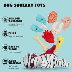 Nocciola Zombie Mummy toy stomach segment with squeaks for problem solving fun.