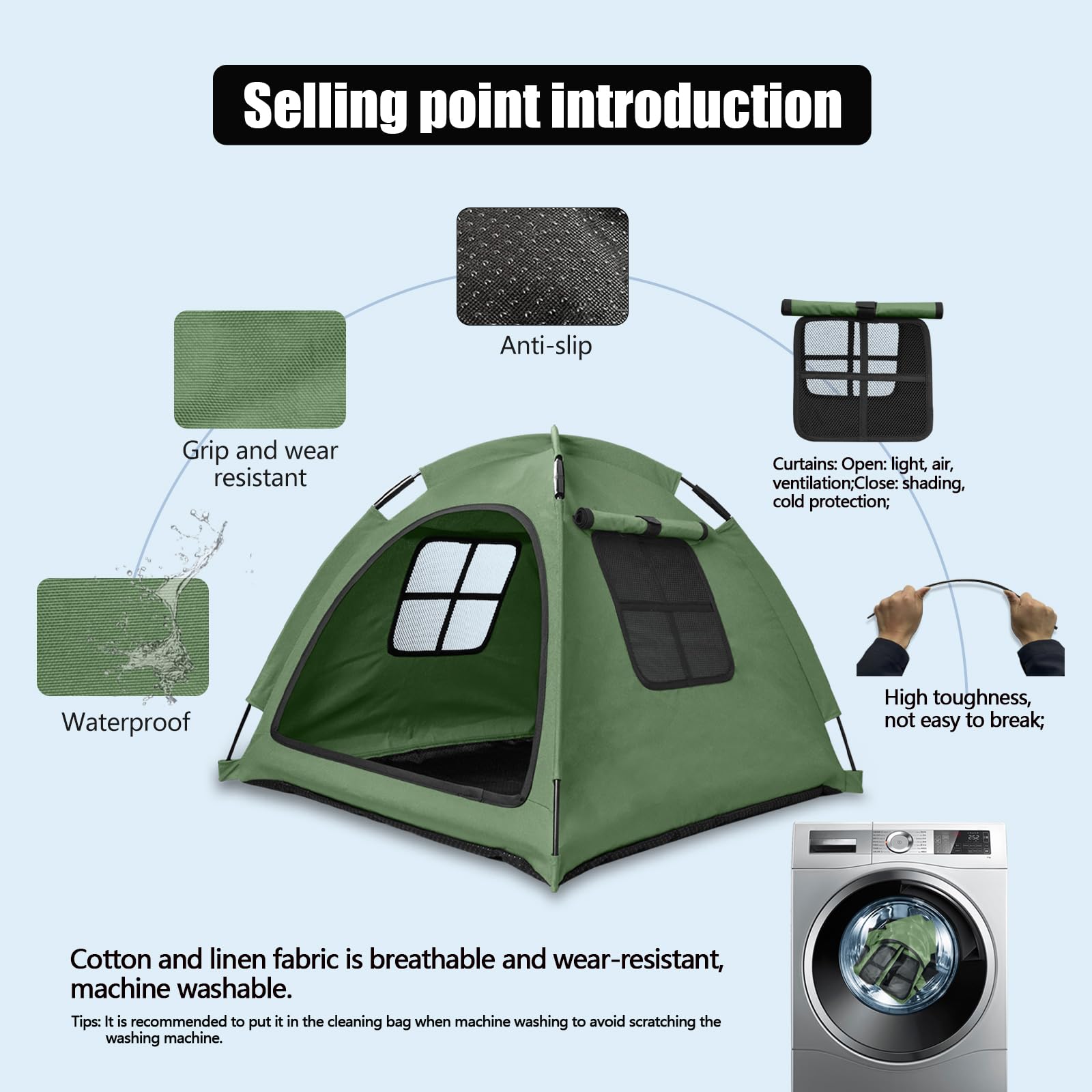 Nockovi tent features anti-slip bottom dots for stable placement on floors or grass