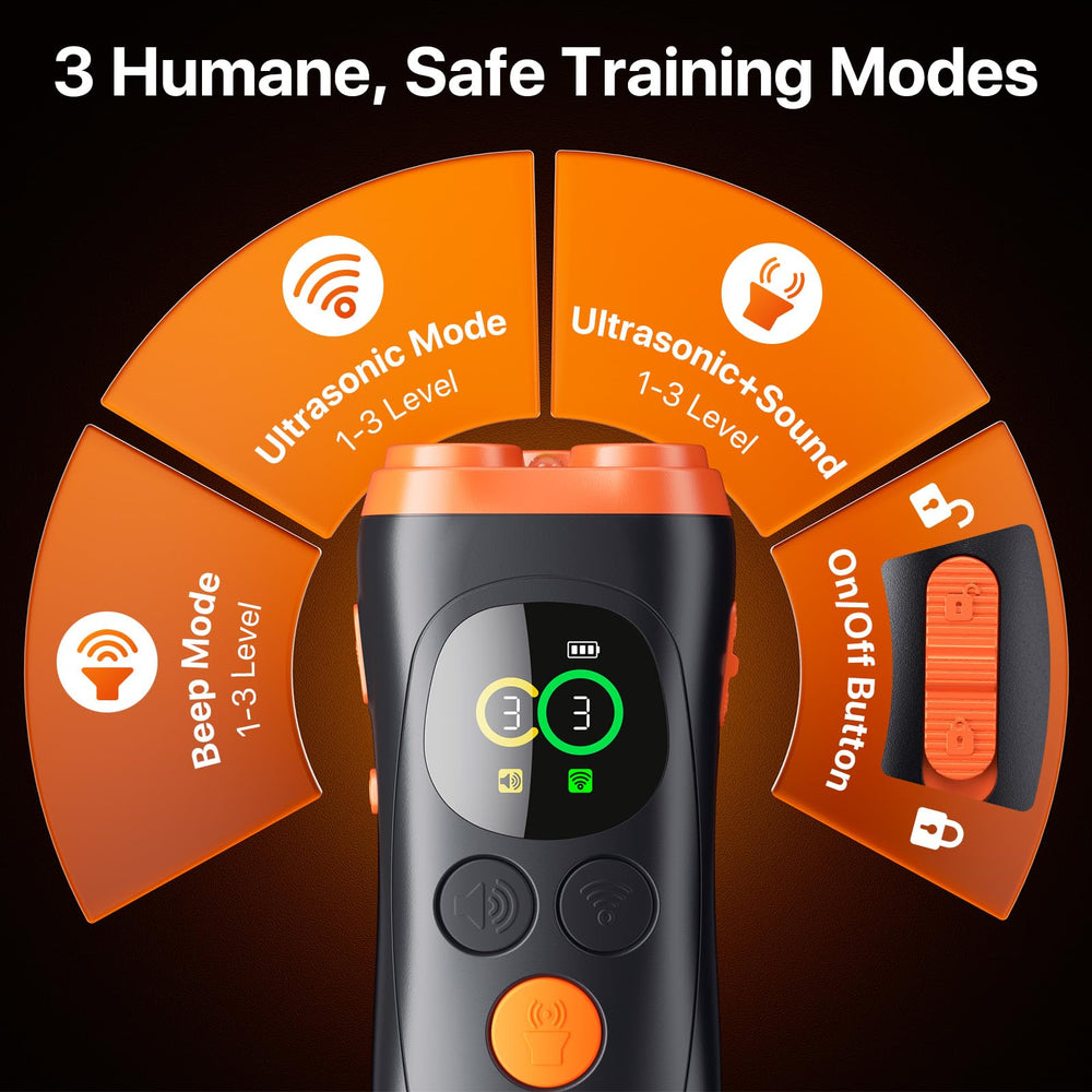 NOIDECE ultrasonic emitters provide 360-degree coverage for bark control.