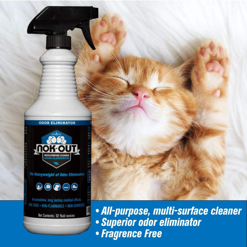 NOK OUT Odor Remover cleans kitchen areas including fridge and trash spaces.