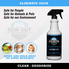 NOK OUT Odor Remover spray-application shows versatile cleaning power for pet messes.