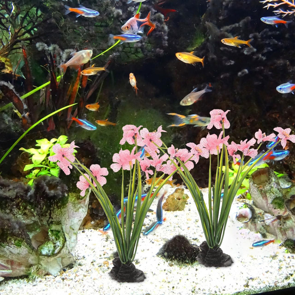 NOLITOY 2-piece pink plant set fits most freshwater and betta tanks.
