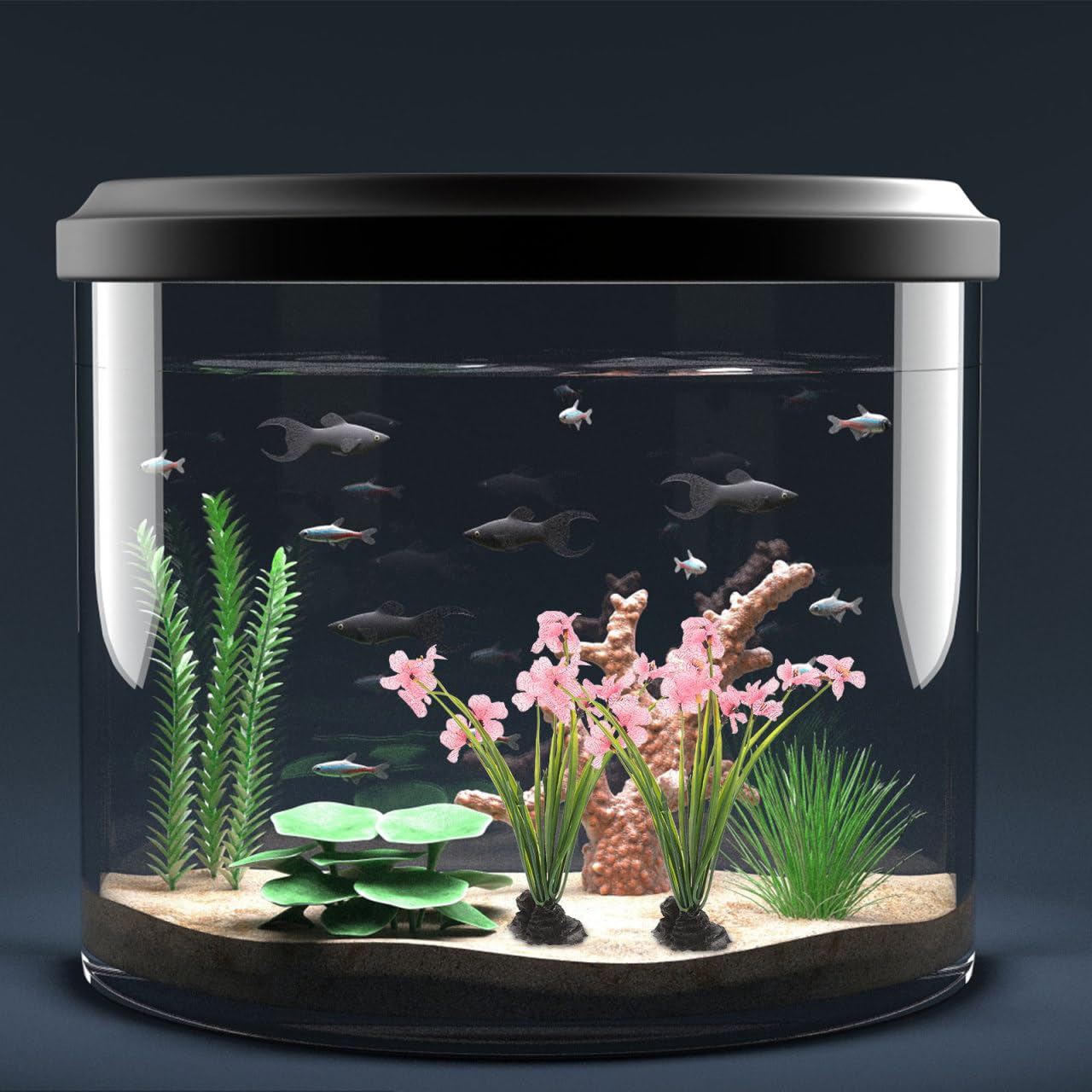 NOLITOY pink aquarium decor plants enhance the tank’s natural look.