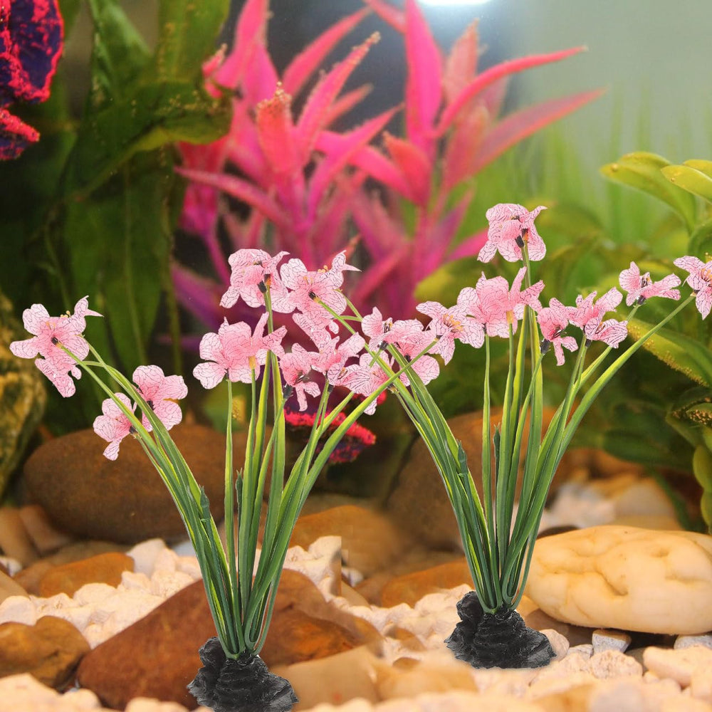 NOLITOY realistic pink aquarium plants for durable tank decoration.