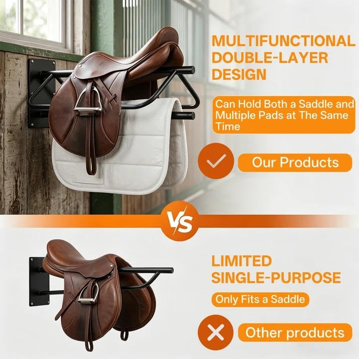 Noliven tack solution bars neatly display saddles and gear.