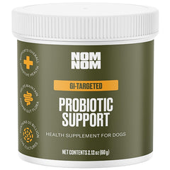 Nom Nom Dog GI-Targeted Probiotic bottle supports daily gut balance for dogs