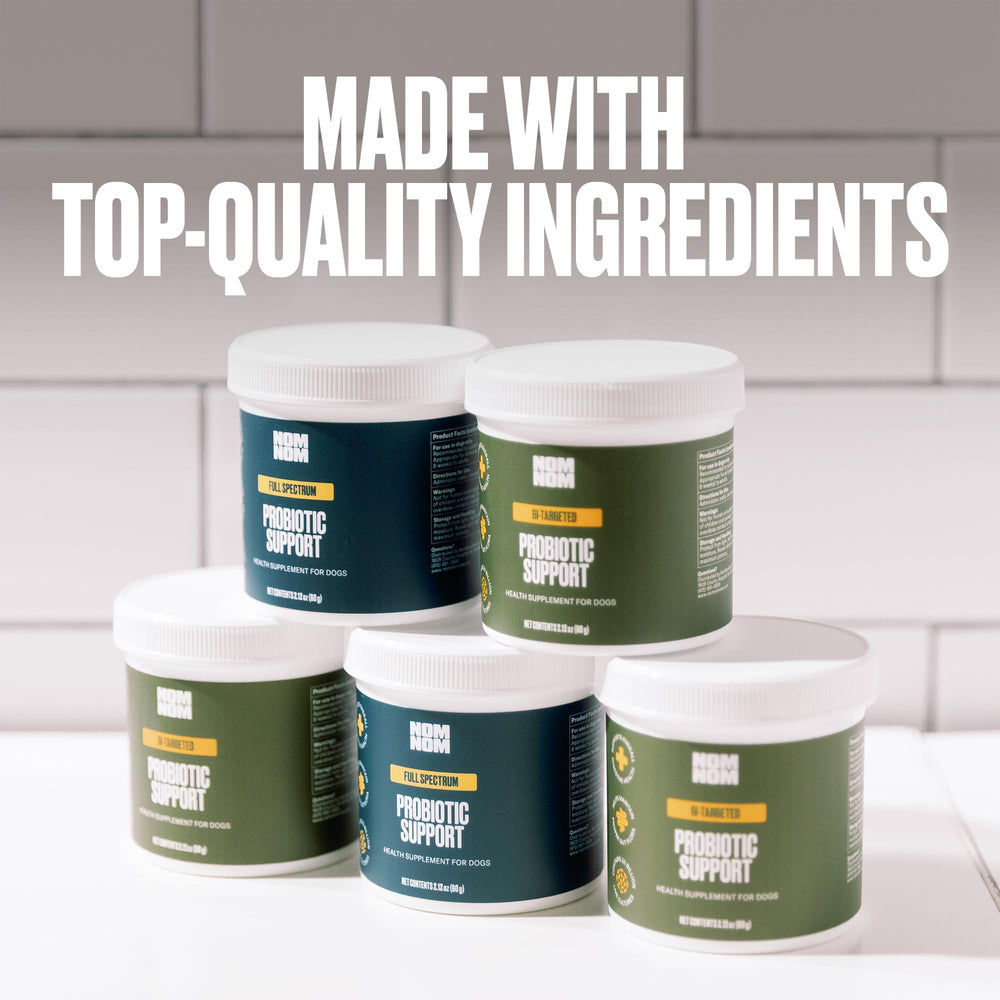 Chicory inulin fiber noted in Nom Nom Dog GI-Targeted Probiotic powder