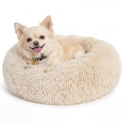 Nononfish Calming Donut Bed 19inch with plush fabric for cozy small dogs.