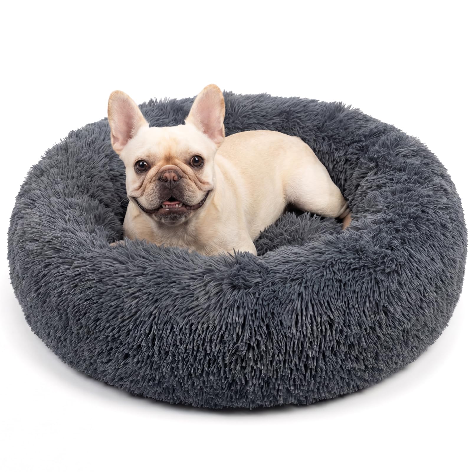 Nononfish calming donut dog bed main view offers a cozy, secure resting space