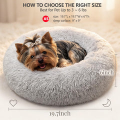 Nononfish calming donut bed raised rim detail with soft plush fabric
