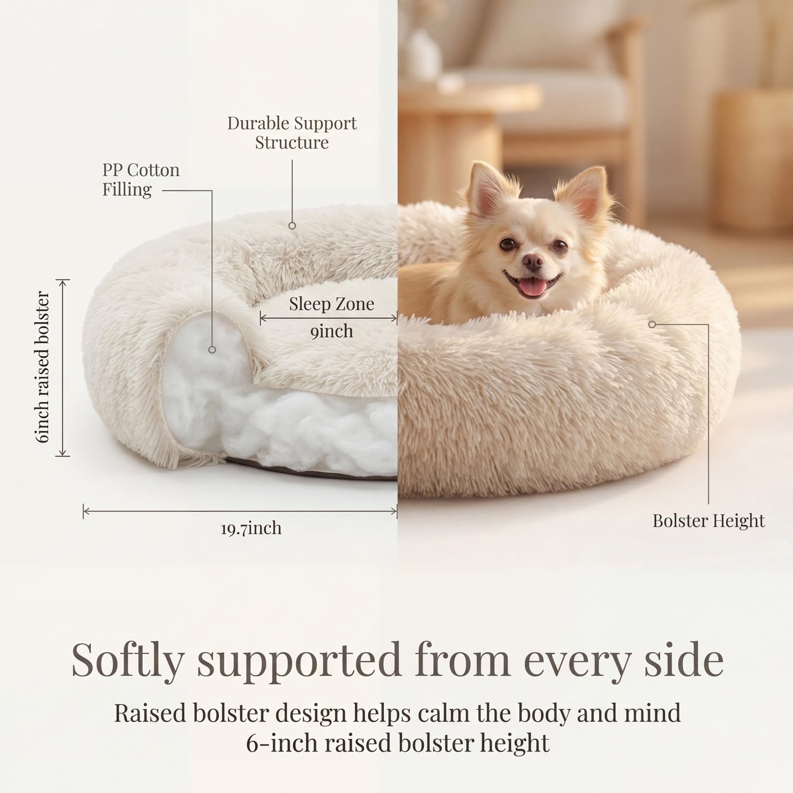 Beige tone bed fits modern homes while being easy to match with decor.