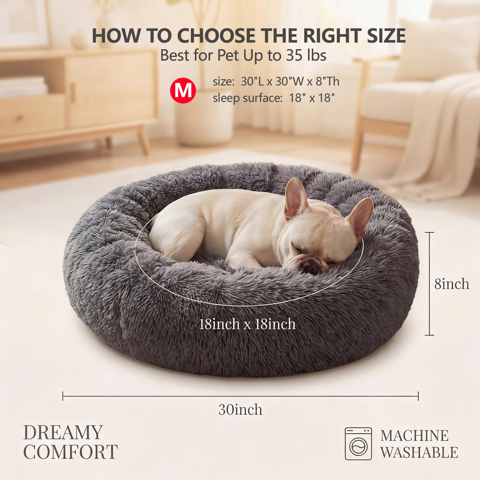 Nononfish donut bed raised rim supports head and neck during naps