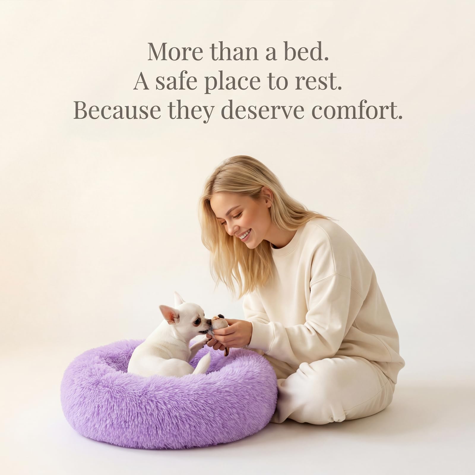 Nononfish purple bed adds a calming ambiance to your living area.