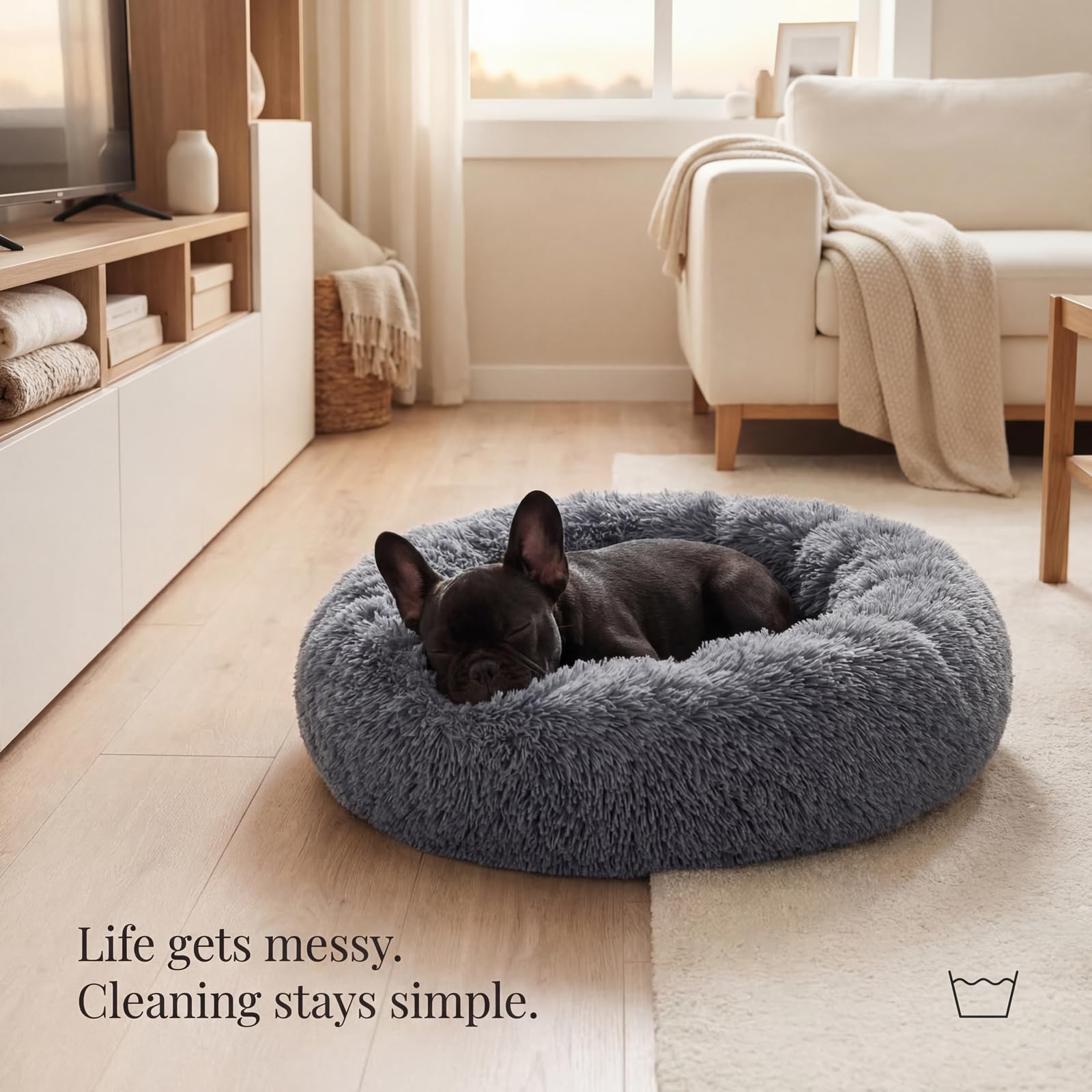 Nononfish small dog bed in use offers creature-comfort for anxious pups.
