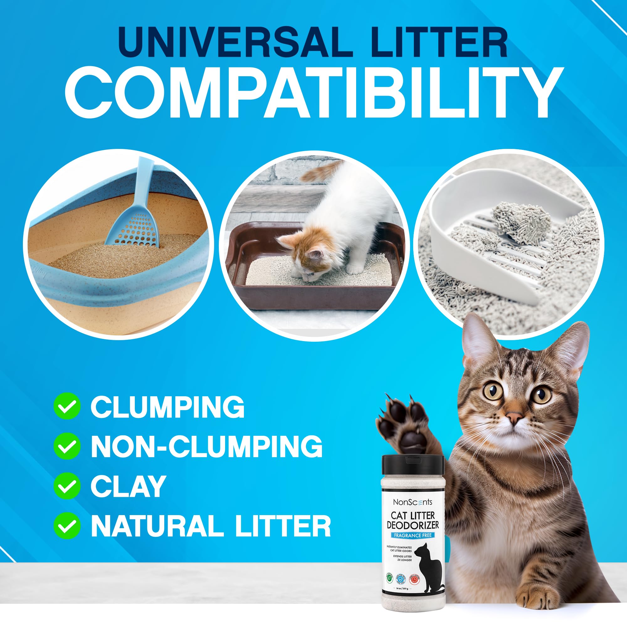 NonScents extended litter life benefit shown in a tidy litter area