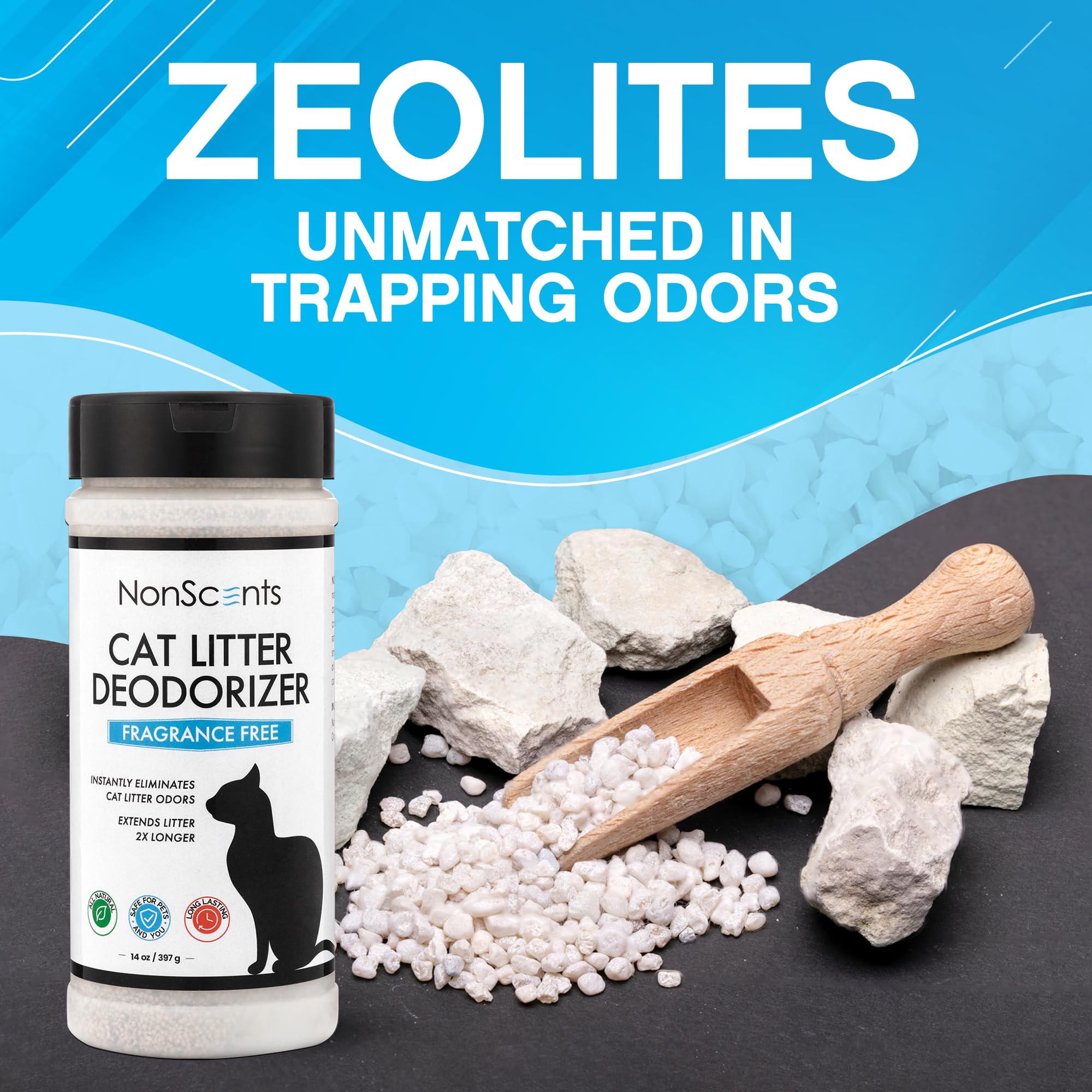 NonScents extended litter life concept with reduced scooping