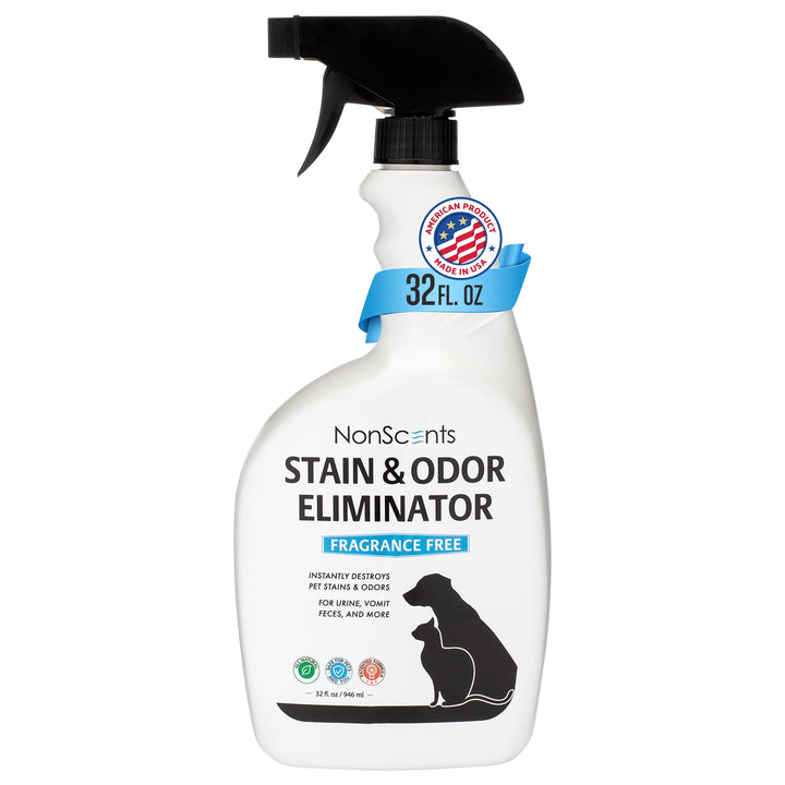NonScents stain and odor eliminator spray bottle targets pet odors on carpets