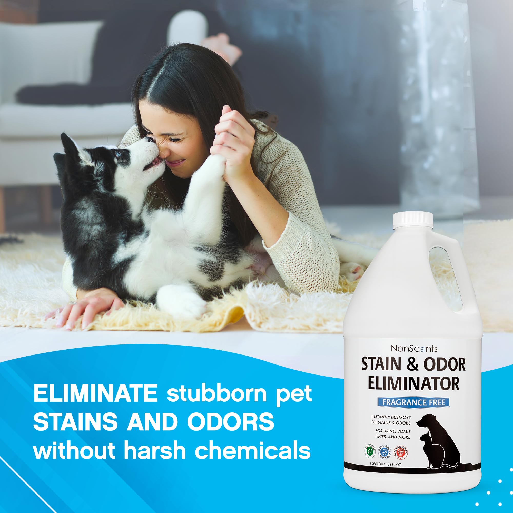 NonScents urine odor destroyer application removes stubborn pet smells from urine